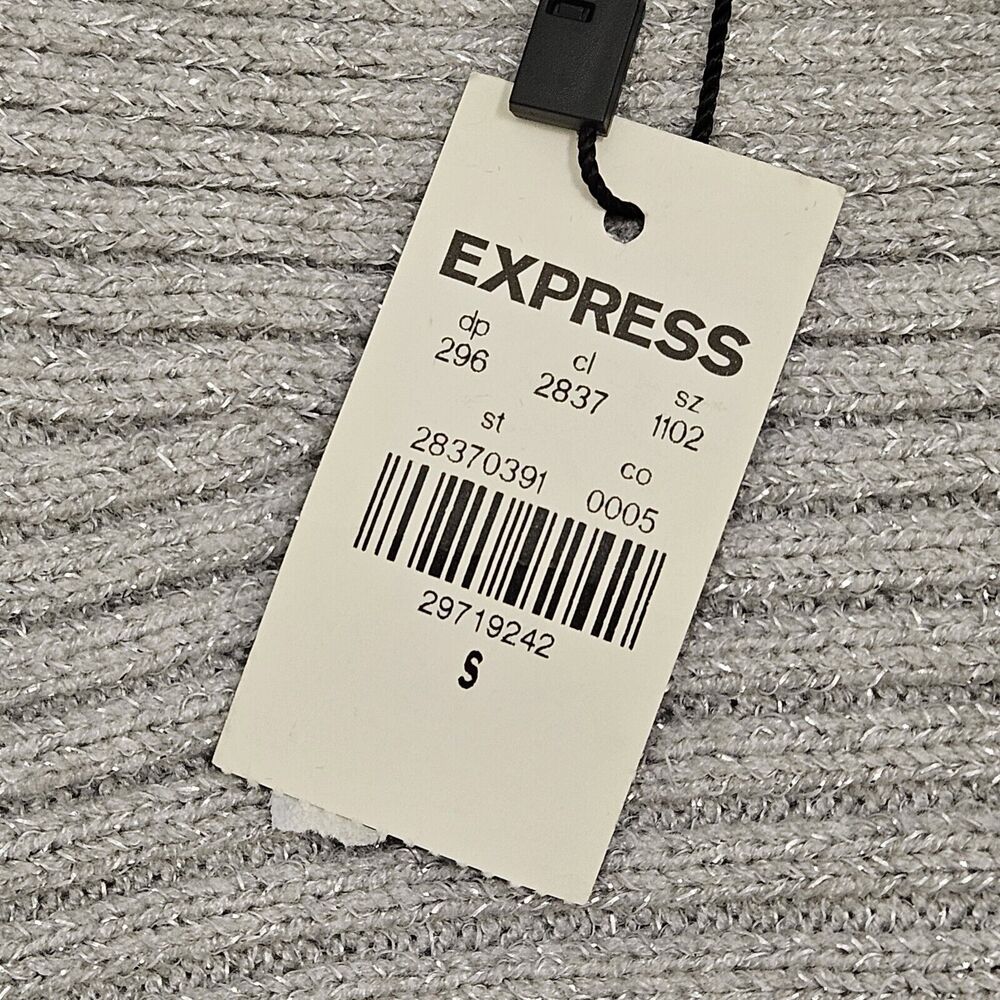 Express Dolman Sleeve Sweater grey/silver Ribbed asymmetrical Hem Womens Small - Picture 8 of 8